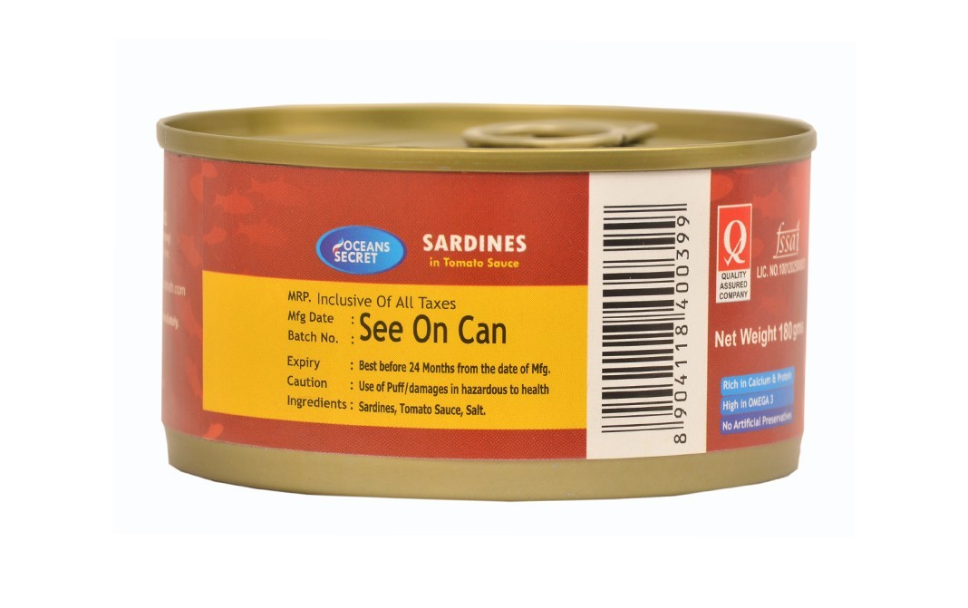 Oceans Secret Sardines In Tomato Sauce    Tin  180 grams